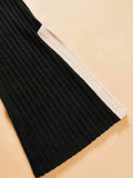 Contrast Round Neck Long Sleeve Top and Bootcut Pants Set - Trendsi - Flyclothing LLC