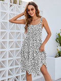 Printed Square Neck Tie Shoulder Dress - Trendsi - Flyclothing LLC