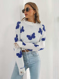 Distressed Butterfly Cropped Sweater - Trendsi - Flyclothing LLC