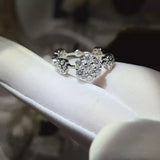 925 Sterling Silver Moissanite Flower Ring - Trendsi - Flyclothing LLC