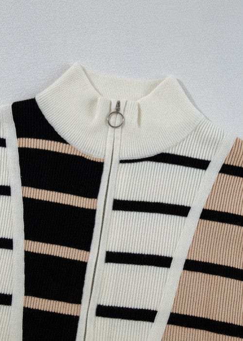 Striped Half Zip Sweater Vest - Trendsi - Flyclothing LLC