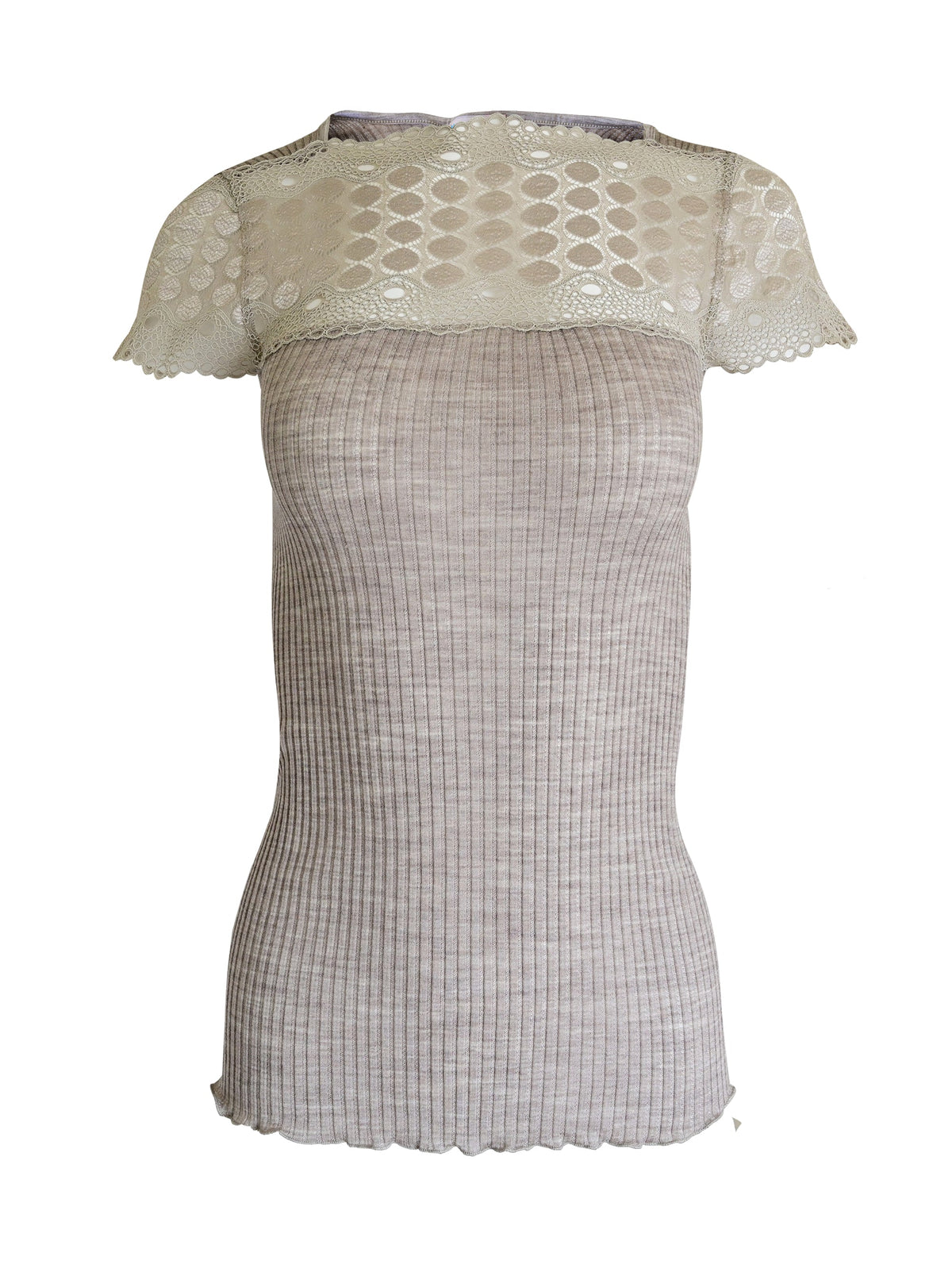EGI Exclusive Merino Wool Blend Top Lace Trim Short Sleeves. Proudly Made in Italy. - tittimitti - Flyclothing LLC