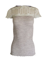 EGI Exclusive Merino Wool Blend Top Lace Trim Short Sleeves. Proudly Made in Italy. - tittimitti - Flyclothing LLC