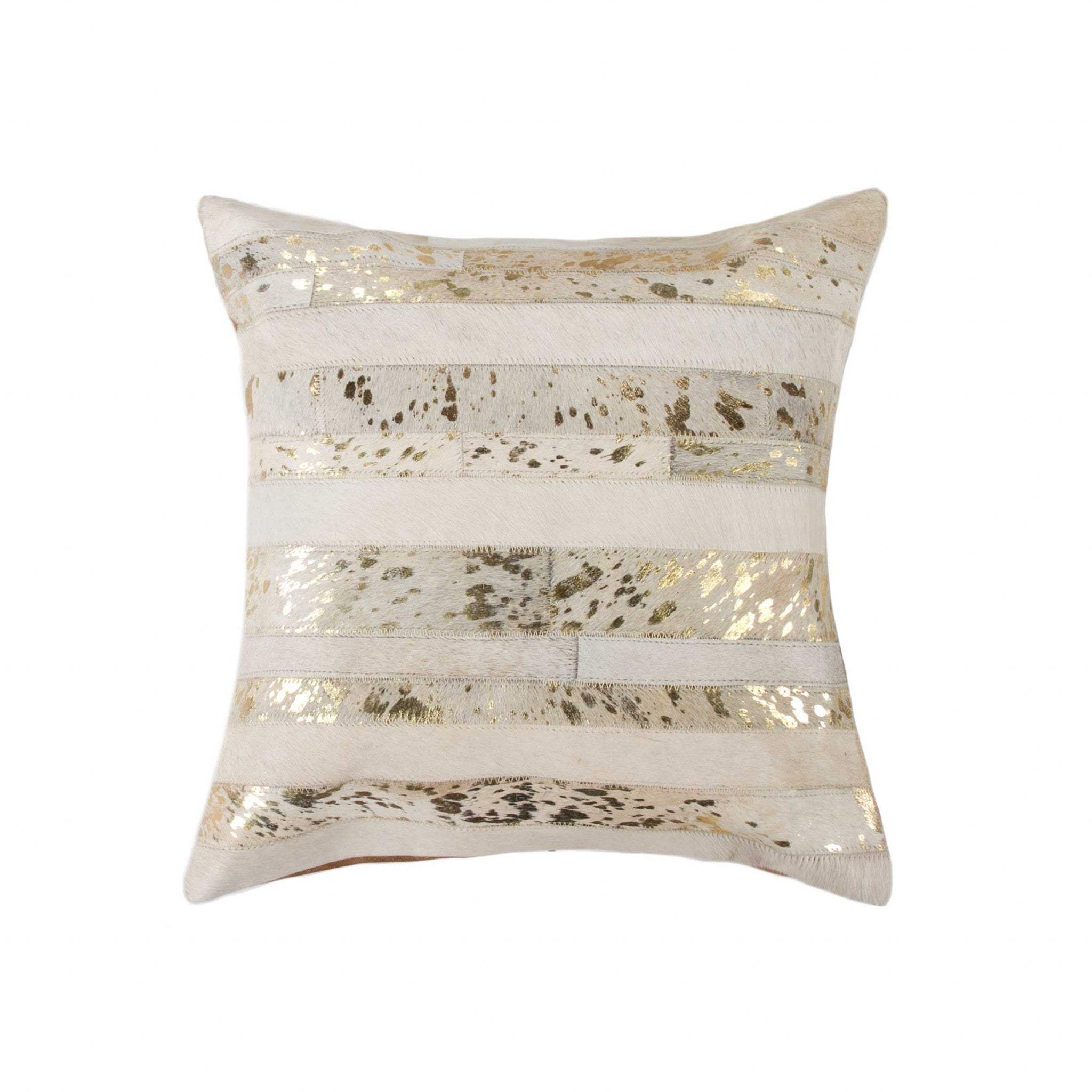 18 X 18 Beige Cowhide Throw Pillow - Homeroots - Flyclothing LLC