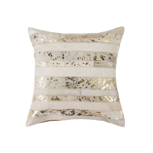18 X 18 Beige Cowhide Throw Pillow - Homeroots - Flyclothing LLC