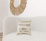 18 X 18 Beige Cowhide Throw Pillow - Homeroots - Flyclothing LLC
