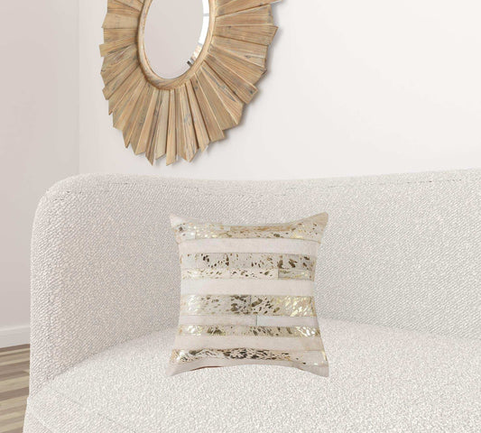 18 X 18 Beige Cowhide Throw Pillow - Homeroots - Flyclothing LLC