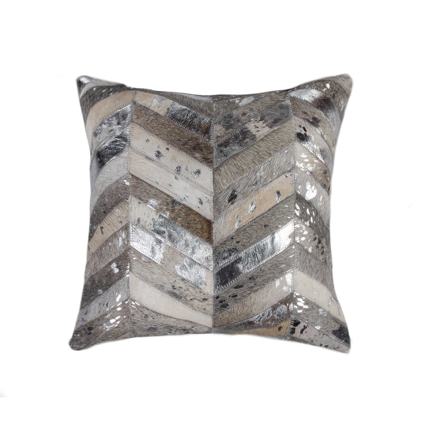 18" Silver Cowhide Throw Pillow - Homeroots - Flyclothing LLC