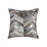 18" Silver Cowhide Throw Pillow - Homeroots