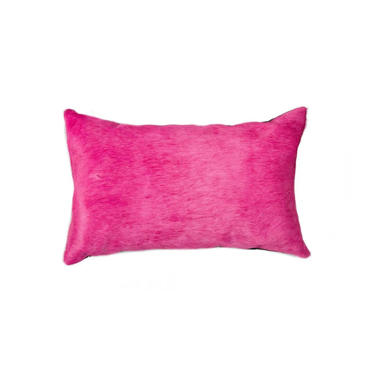 12" X 20" Fuschia Cowhide Throw Pillow - Homeroots