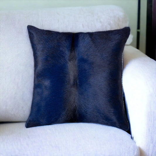 18" Navy Cowhide Throw Pillow - Homeroots