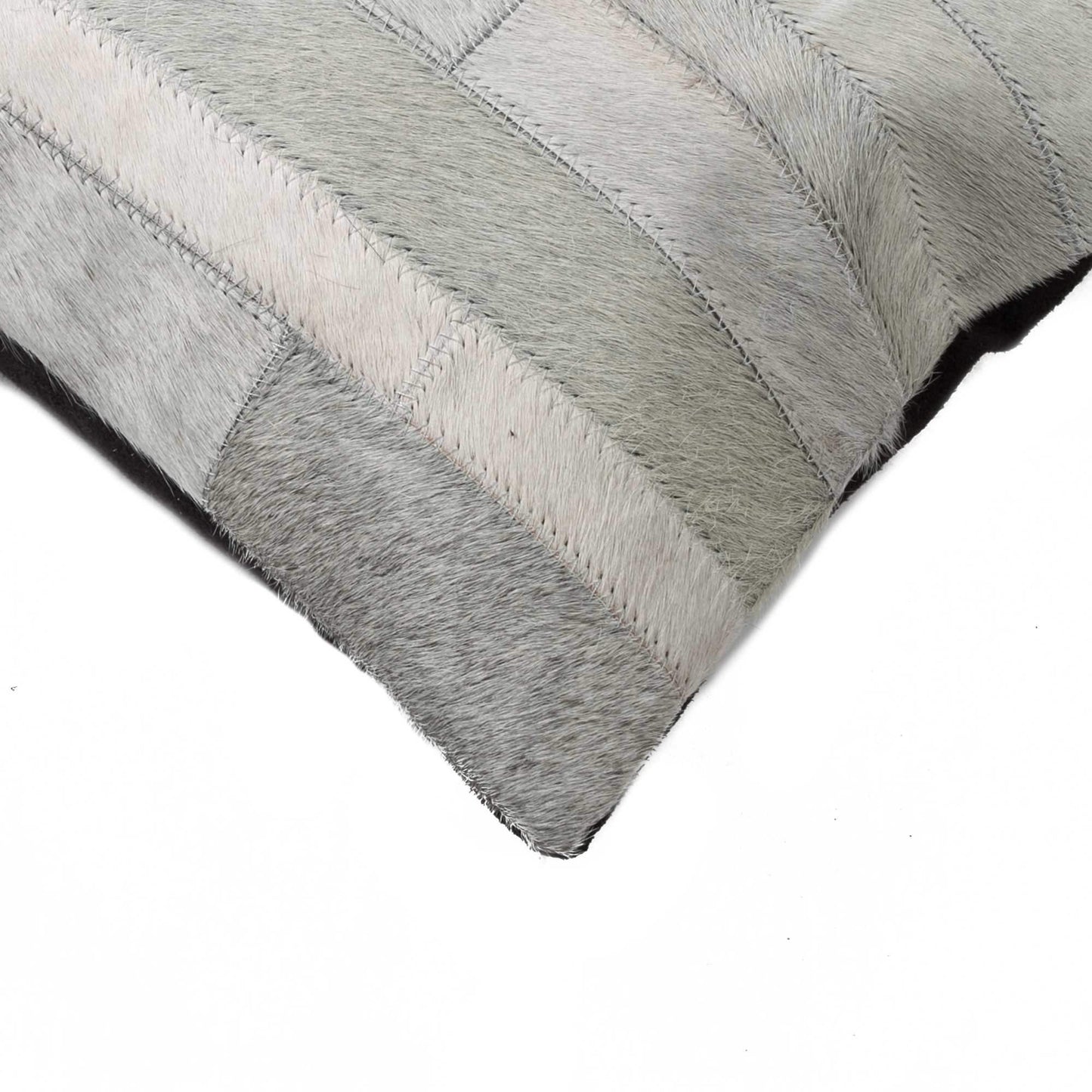 12" X 20" Gray Cowhide Throw Pillow - Homeroots - Flyclothing LLC