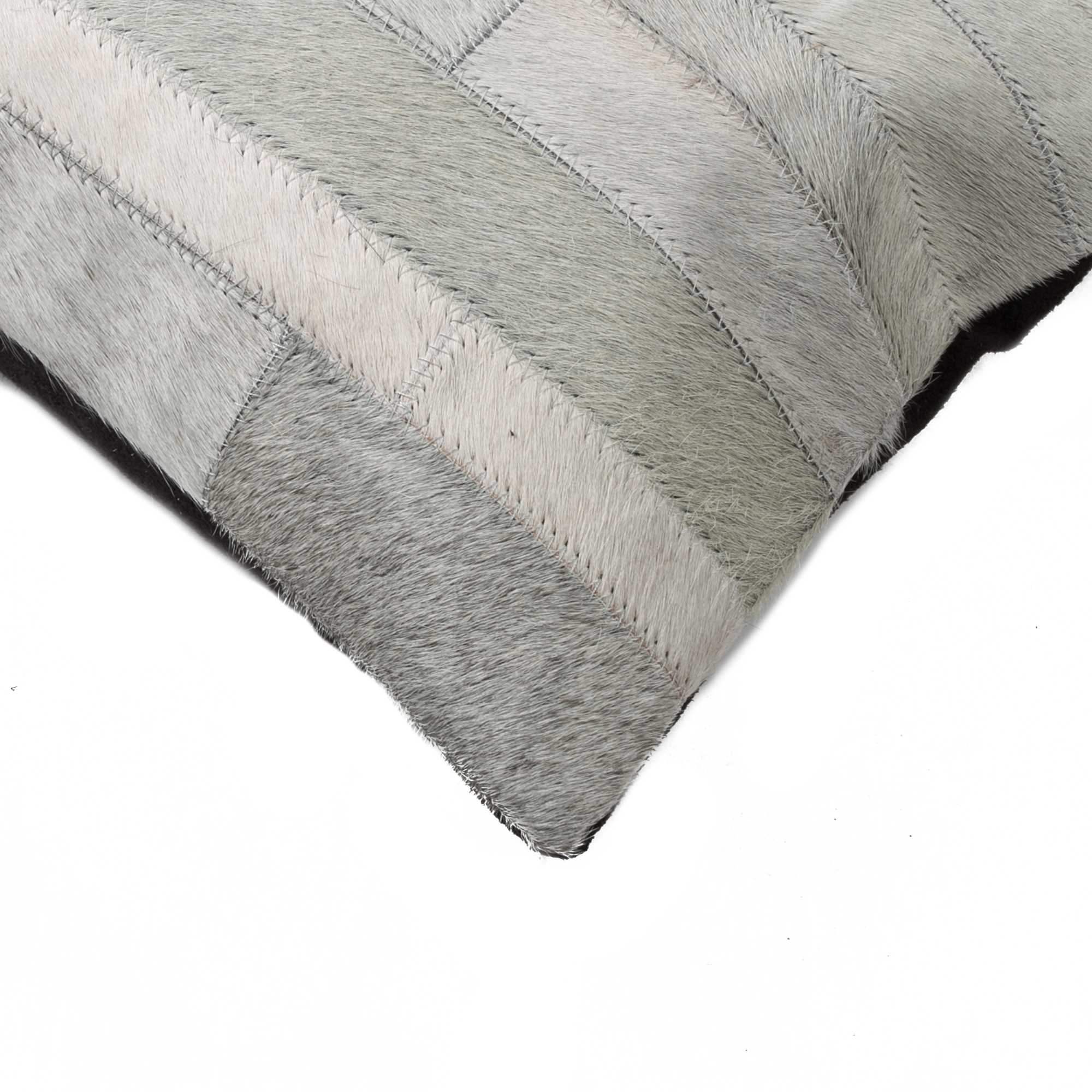12" X 20" Gray Cowhide Throw Pillow - Homeroots - Flyclothing LLC