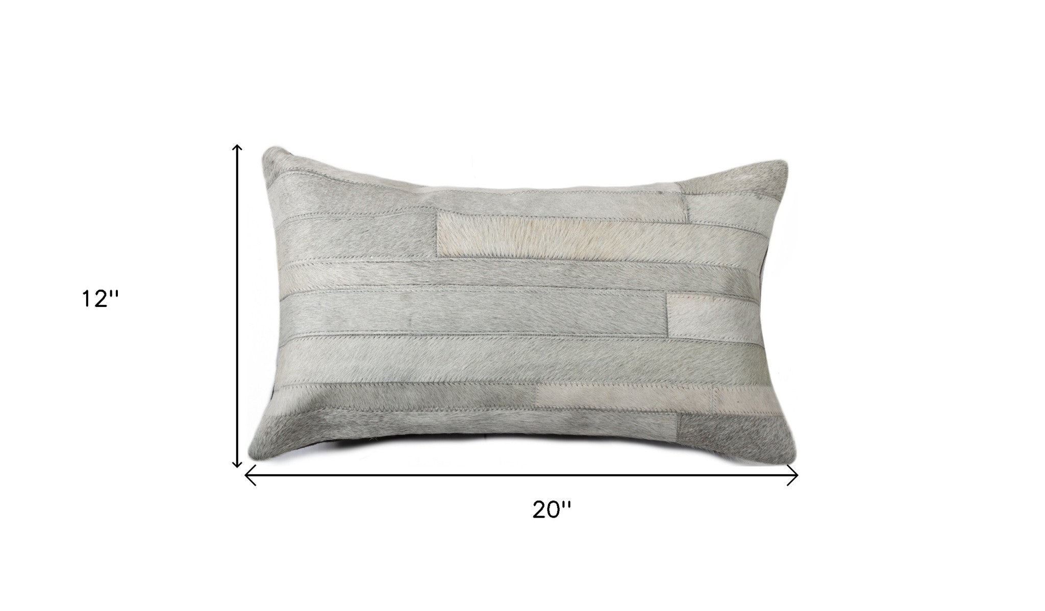 12" X 20" Gray Cowhide Throw Pillow - Homeroots - Flyclothing LLC