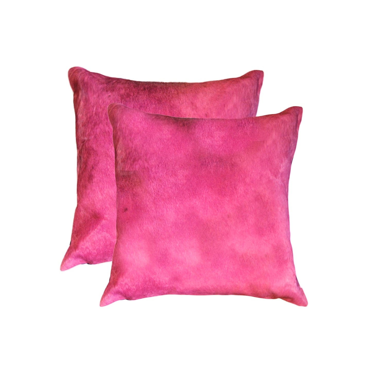 Set of Two 18" Fuschia Cowhide Throw Pillow - Homeroots - Flyclothing LLC