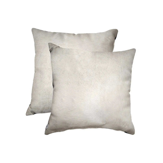Set of Two Off White Cowhide Throw Pillow - Homeroots - Flyclothing LLC