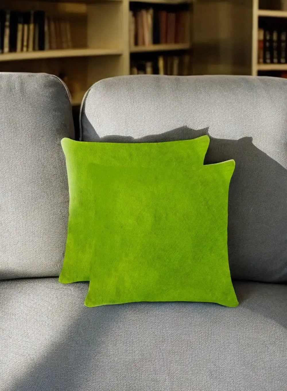 Set of Two Lime Green Cowhide Throw Pillow - Homeroots