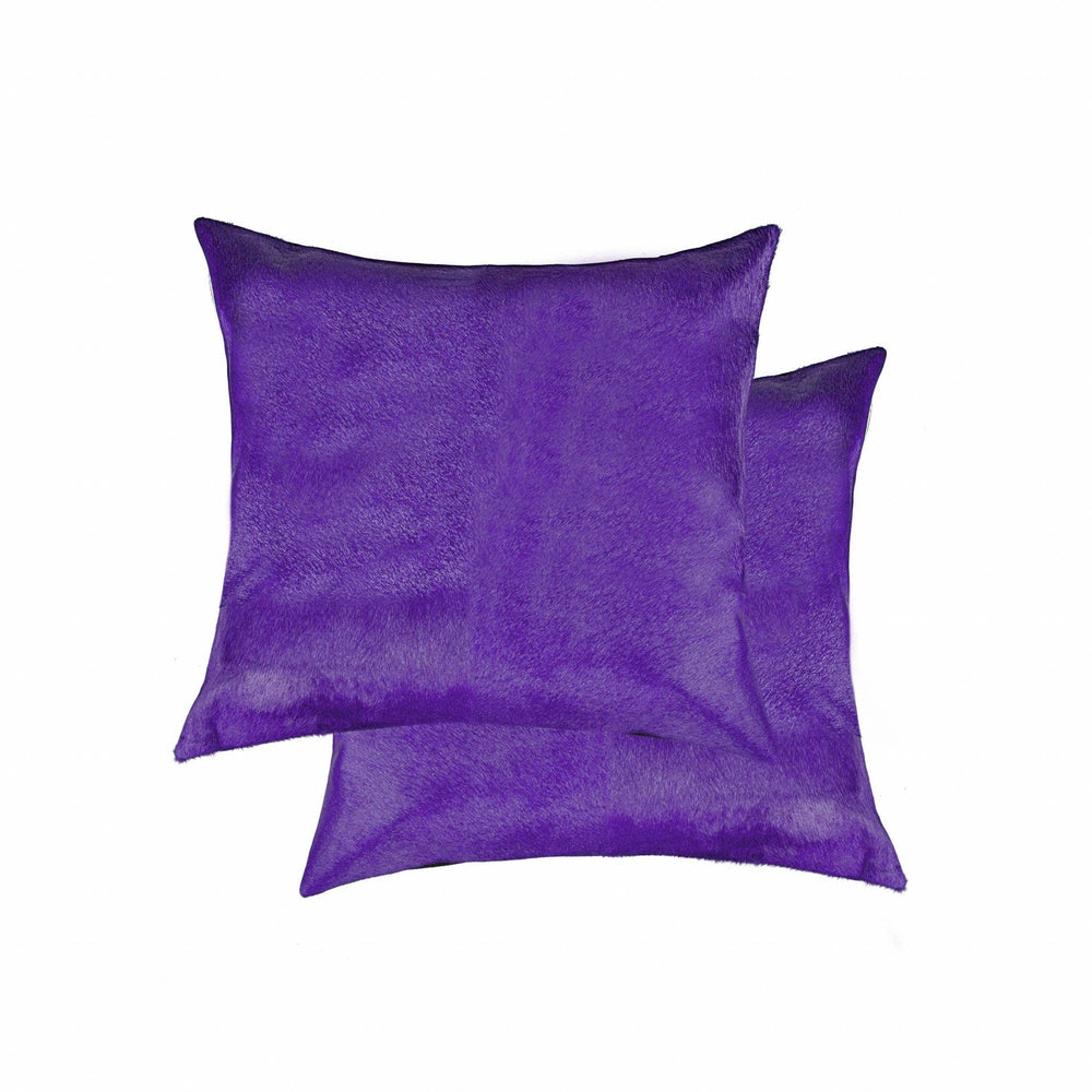 18 X 18 Purple Cowhide Throw Pillow - Homeroots