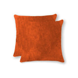18" X 18" X 5" Orange Cowhide Pillow 2 Pack - Homeroots - Flyclothing LLC