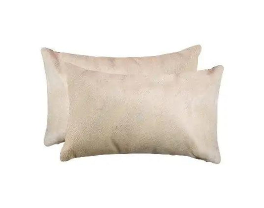Set of Two 12" X 20" Tan Cowhide Throw Pillow - Homeroots