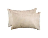 Set of Two 12" X 20" Tan Cowhide Throw Pillow - Homeroots