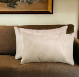 Set of Two 12" X 20" Tan Cowhide Throw Pillow - Homeroots