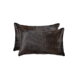 Set of Two 12" X 20" Chocolate Cowhide Throw Pillow - Homeroots