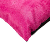 Set of Two 12" X 20" Fuchsia Cowhide Lumbar Throw Pillows - Homeroots