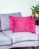 Set of Two 12" X 20" Fuchsia Cowhide Lumbar Throw Pillows - Homeroots