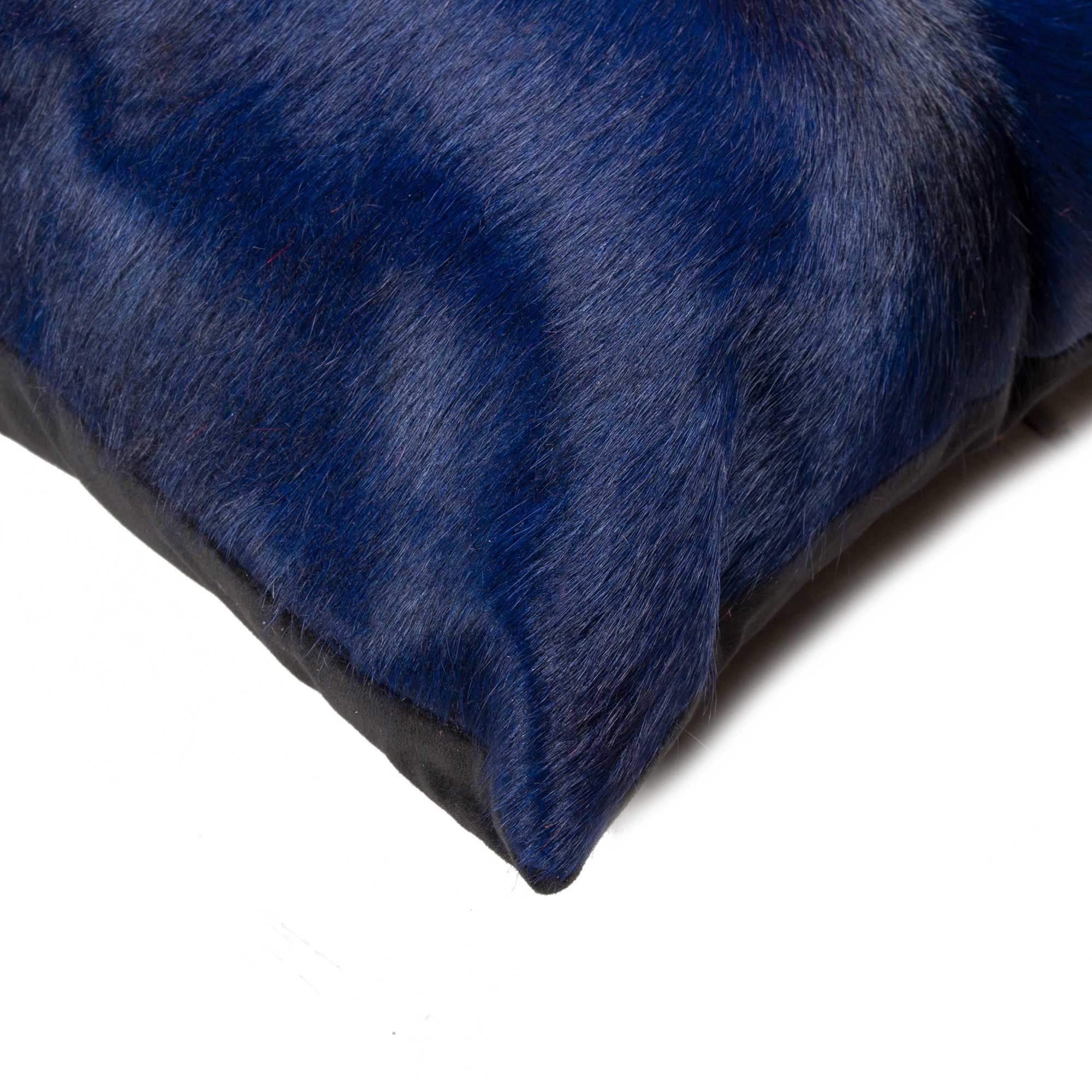 Set of Two 12" X 20" Navy Blue Cowhide Lumbar Throw Pillows - Homeroots - Flyclothing LLC