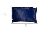 Set of Two 12" X 20" Navy Blue Cowhide Lumbar Throw Pillows - Homeroots - Flyclothing LLC
