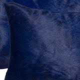 Set of Two 12" X 20" Navy Blue Cowhide Lumbar Throw Pillows - Homeroots