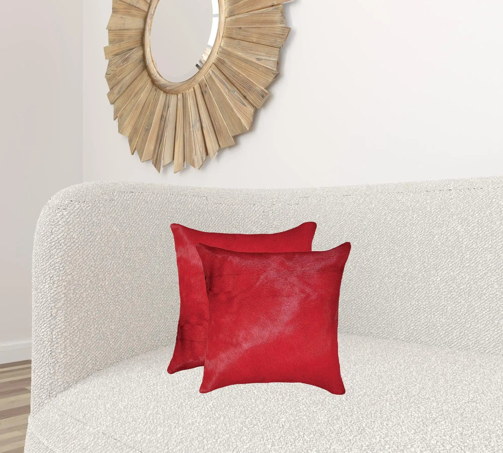 18" X 18" X 5" Wine Cowhide Pillow 2 Pack - Homeroots - Flyclothing LLC