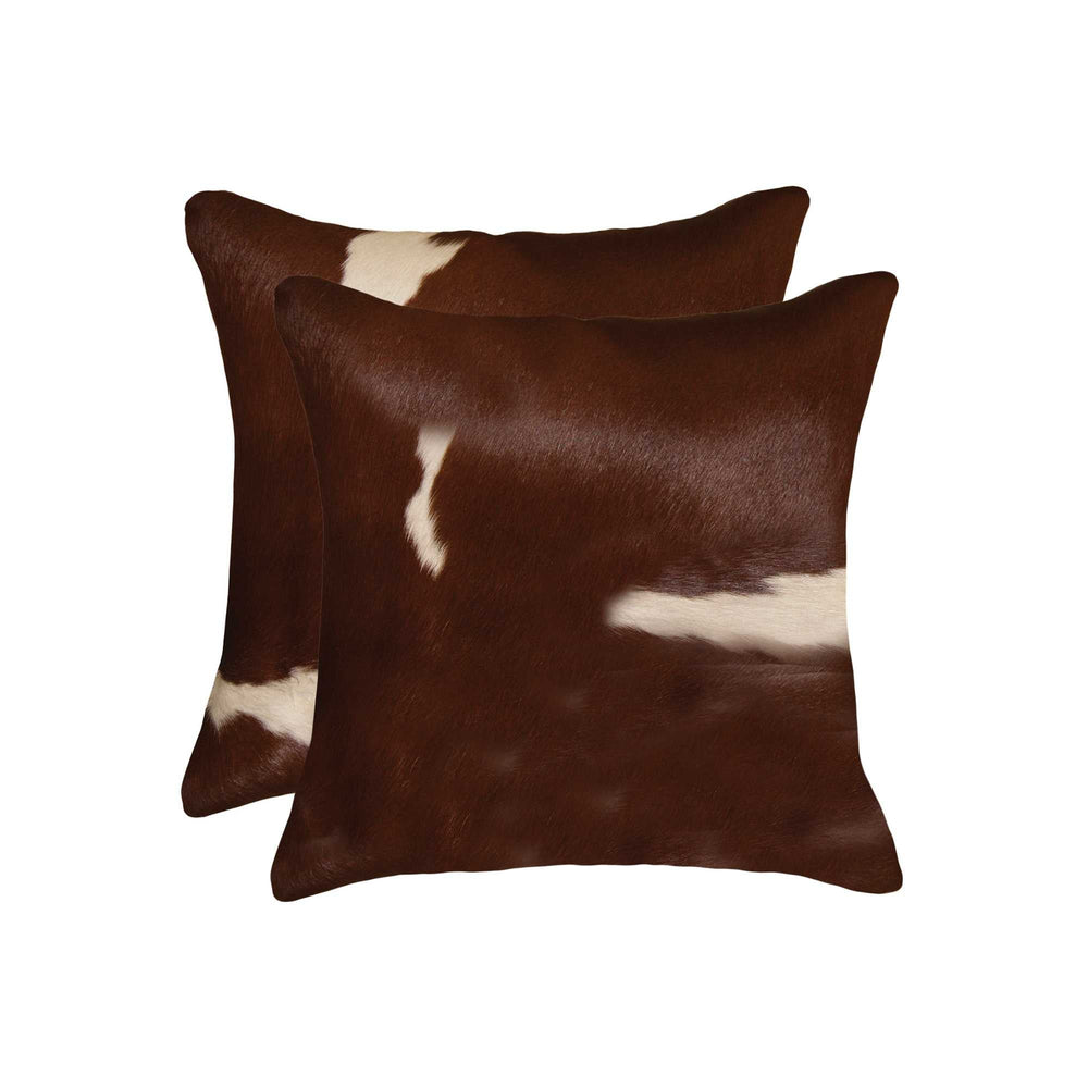 18" X 18" X 5" Brown And White Cowhide  Pillow 2 Pack - Homeroots