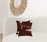 18" X 18" X 5" Brown And White Cowhide  Pillow 2 Pack - Homeroots