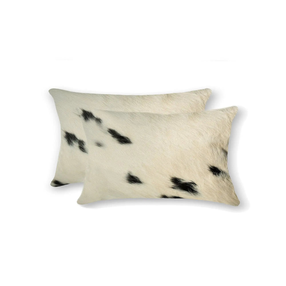 12" X 20" X 5" White And Black Cowhide  Pillow 2 Pack - Homeroots
