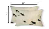 12" X 20" X 5" White And Black Cowhide  Pillow 2 Pack - Homeroots