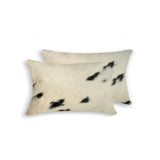12" X 20" X 5" White And Black Cowhide  Pillow 2 Pack - Homeroots