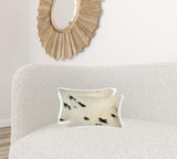 12" X 20" X 5" White And Black Cowhide  Pillow 2 Pack - Homeroots