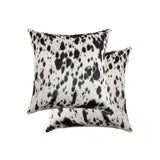 16"X16" Salt And Pepper Black And White Cowhide  Pillow 2 Pack - Homeroots