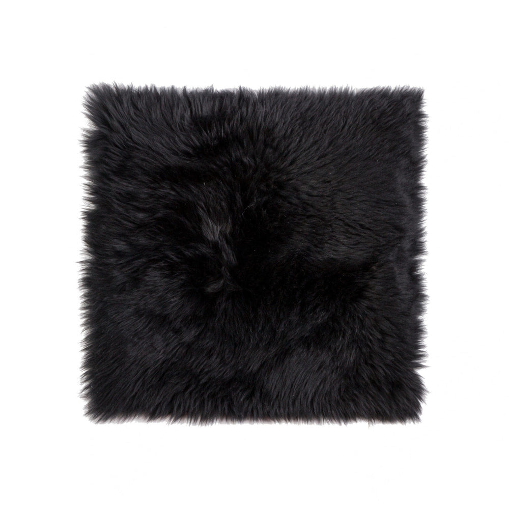 17" X 17" Black Sheepskin Solid Color Pad - Homeroots - Flyclothing LLC