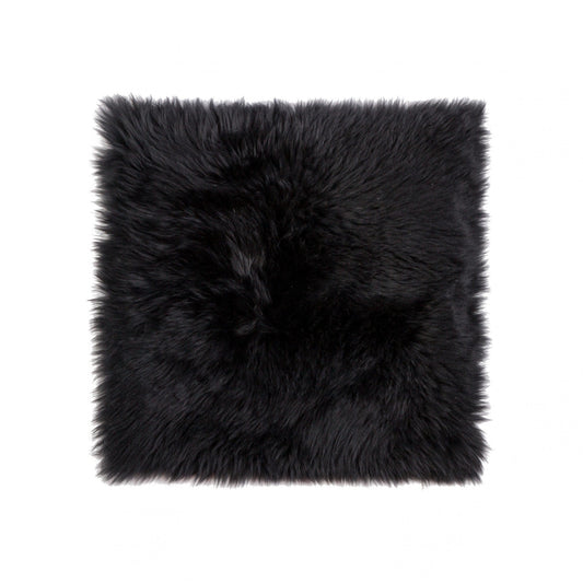 17" X 17" Black Sheepskin Solid Color Pad - Homeroots