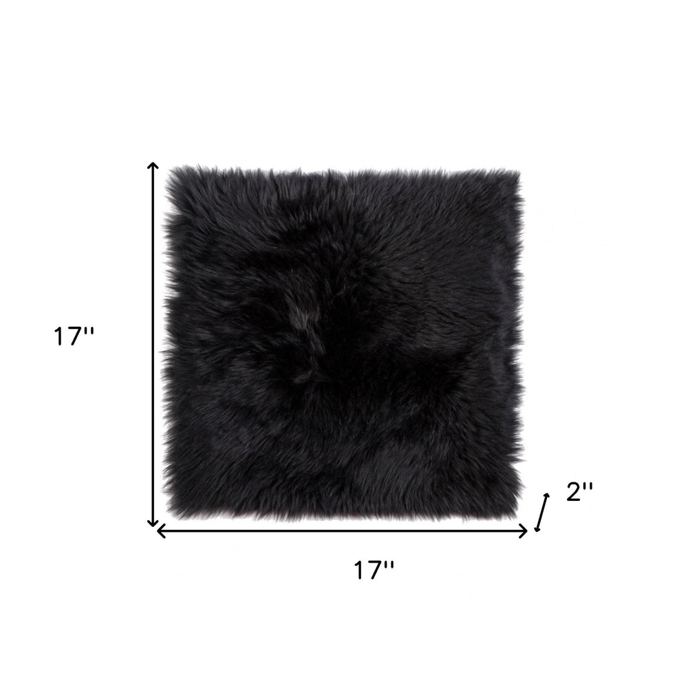 17" X 17" Black Sheepskin Solid Color Pad - Homeroots - Flyclothing LLC