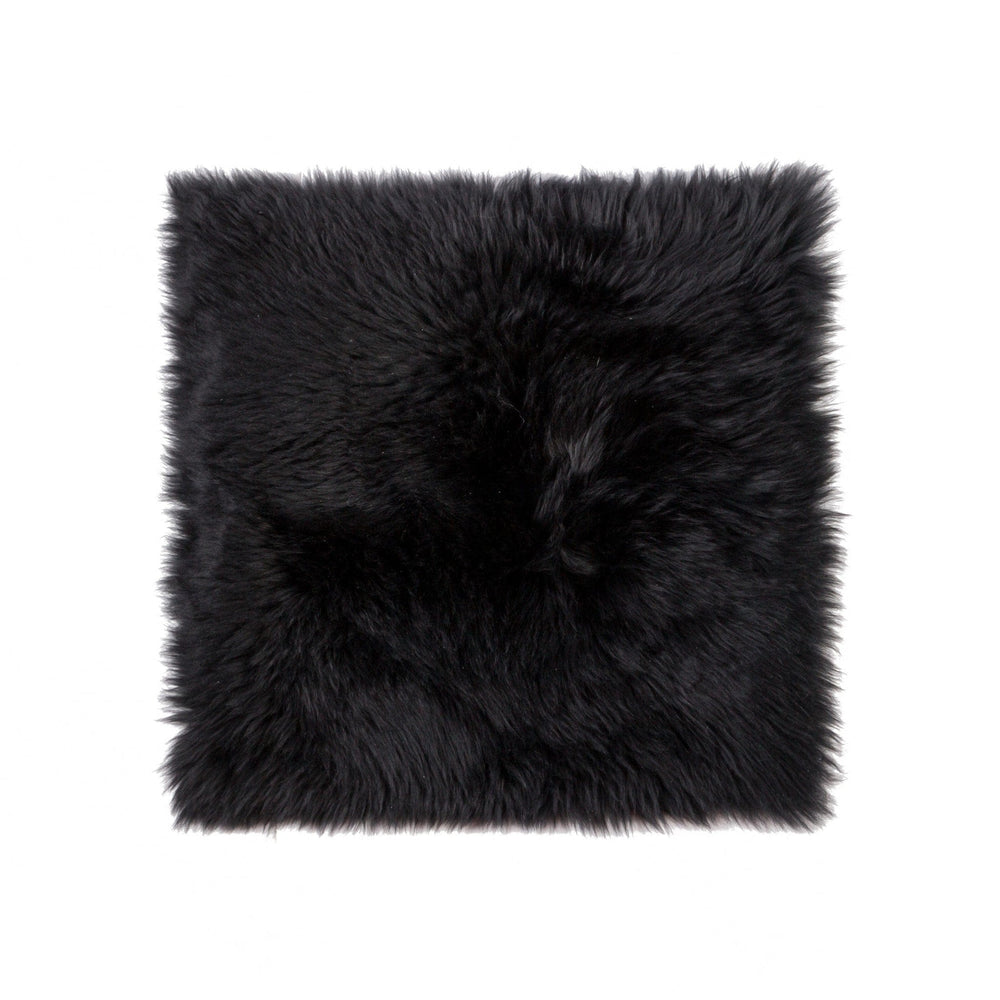 17" X 17" Black Sheepskin Solid Color Pad - Homeroots - Flyclothing LLC