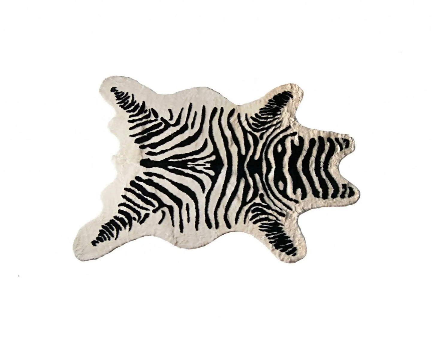 5' X 7' Black and White Faux Cowhide Zebra Print Area Rug - Homeroots - Flyclothing LLC