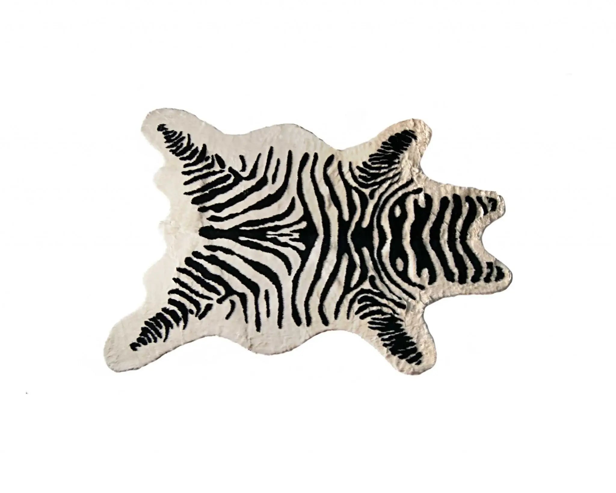5' X 7' Black and White Faux Cowhide Zebra Print Area Rug - Homeroots - Flyclothing LLC