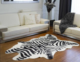 5' X 7' Black and White Faux Cowhide Zebra Print Area Rug - Homeroots - Flyclothing LLC