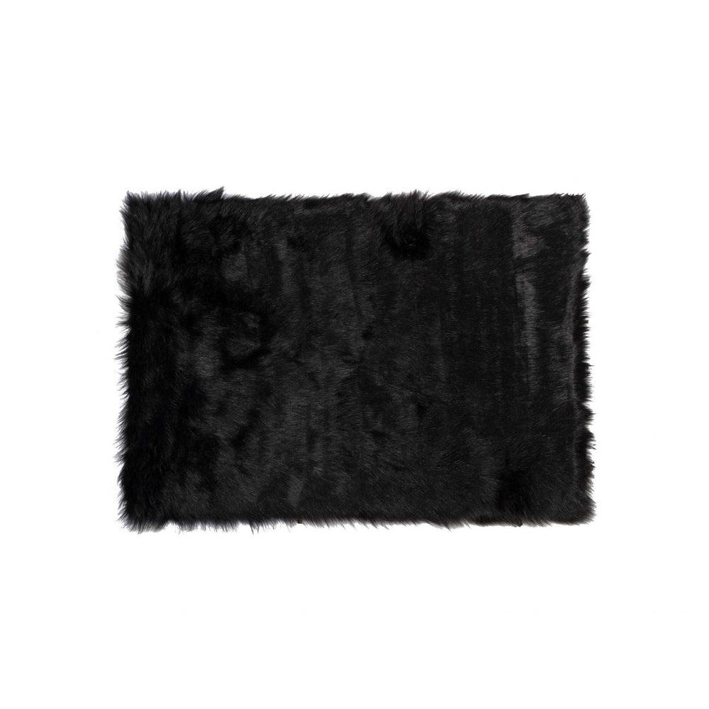 3' X 5' Black Rectangular Faux Fur - Area Rug - Homeroots - Flyclothing LLC