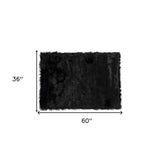 3' X 5' Black Rectangular Faux Fur - Area Rug - Homeroots - Flyclothing LLC