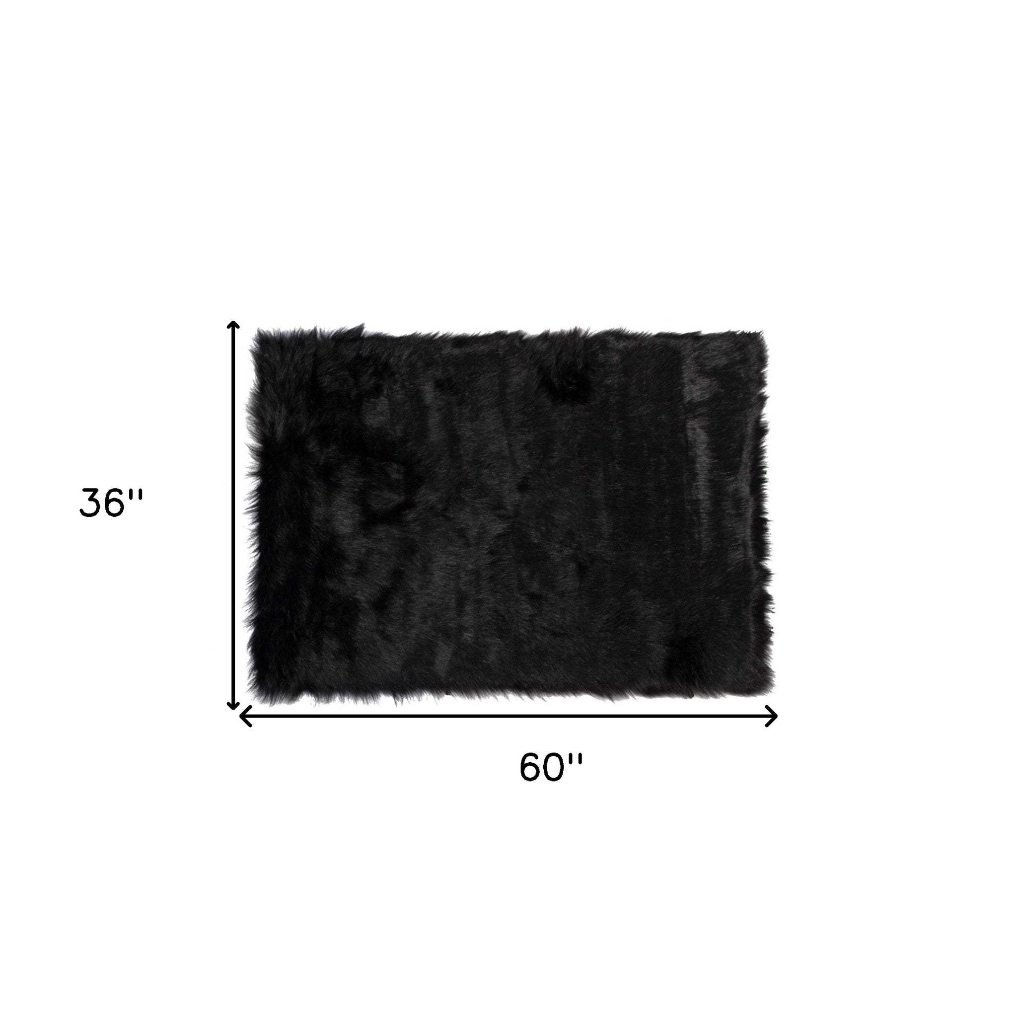 3' X 5' Black Rectangular Faux Fur - Area Rug - Homeroots - Flyclothing LLC